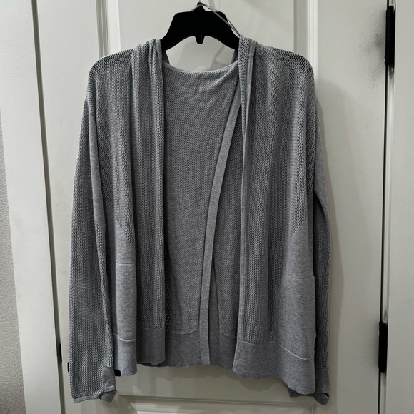 Lululemon Womens Still Movement Wrap Knit Hoodie Sweater Split Back Grey Nimbus - Picture 10 of 11